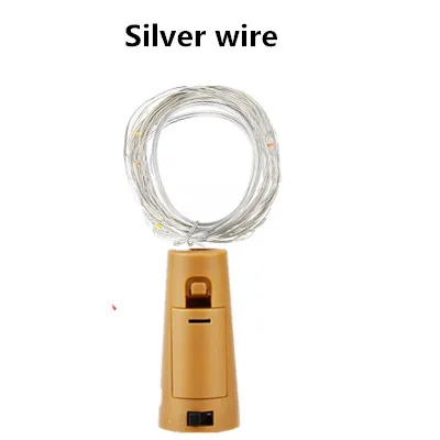 Silver wire Гирлянды 2 м 20 светодиодный S светильники в форме винных бутылок с пробкой встроенный аккумулятор светодиодный пробковый серебристый провод красочный Сказочный мини - Испускаемый цвет: Silver wire
