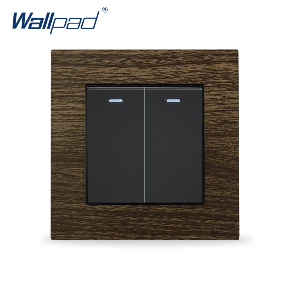

2 Gang Intermediate 3 Way Switch Wood Desgin Metal Panel Rocker Switches Wallpad Luxury Wall Light Switch Interrupteur
