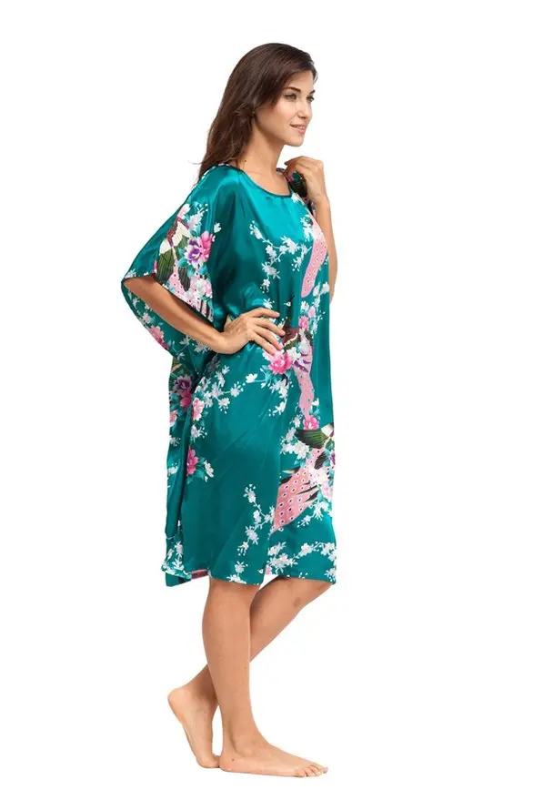 Лидер продаж Драк Зеленый женский халат из искусственного шелка платье