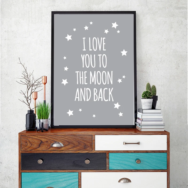 Классическая Цитата LZN Настенная картина с надписью I Love You To The Moon and Back для детской