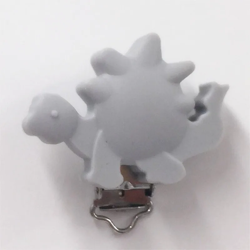 Grey Chenkai 10 шт силиконовый динозавр зажимы для прорезывателей для кольцо для соски цепочка для прорезывателя держатель клипы DIY пустышка для младенца игрушки, украшения - Цвет: Grey