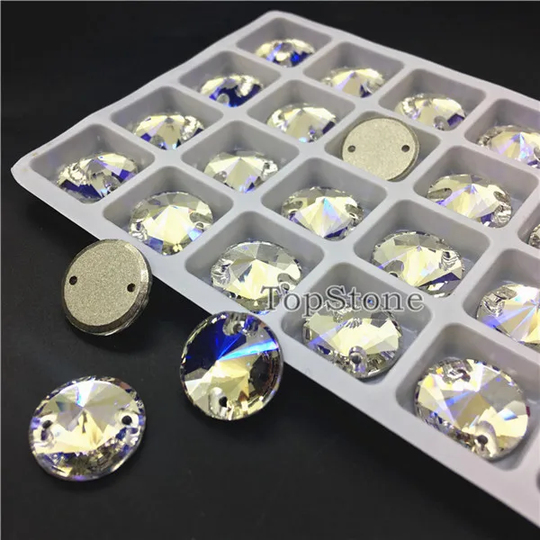 Moonlight TopStone 3200 Rivoli пришивной камень с плоской задней частью K9 стеклянный кристалл 10 12 14 16 мм круглые пришивные стразы DIy Одежда для платья - Цвет: Moonlight