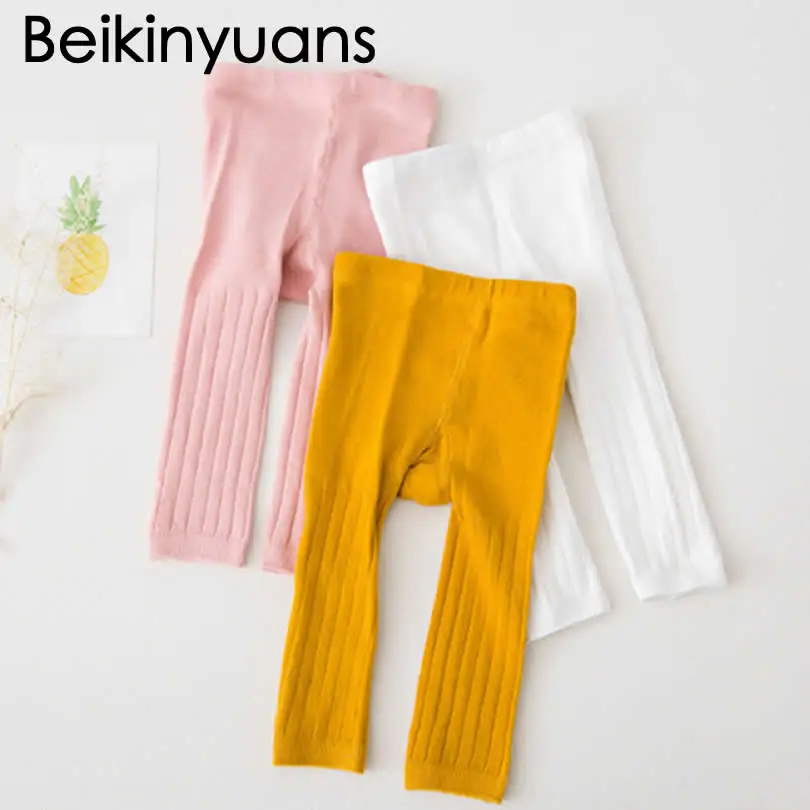 Детские колготки для девочек облегающие корейские хлопковые однотонные малышей