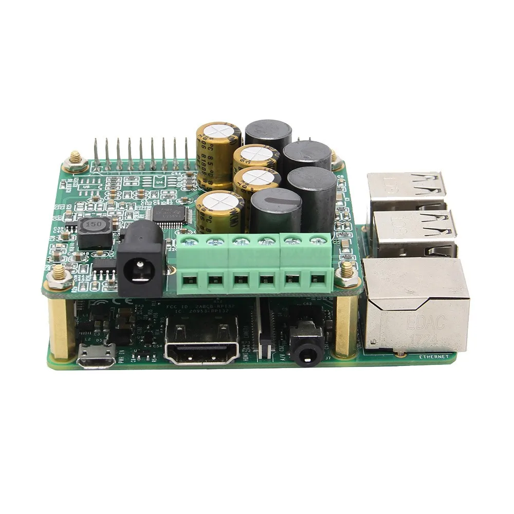 Lusya Raspberry Pi усилитель HIFI Плата расширения 25 Вт с AUX совместимый Raspberry Pi 3 Model B, 2B, B+ A4-015