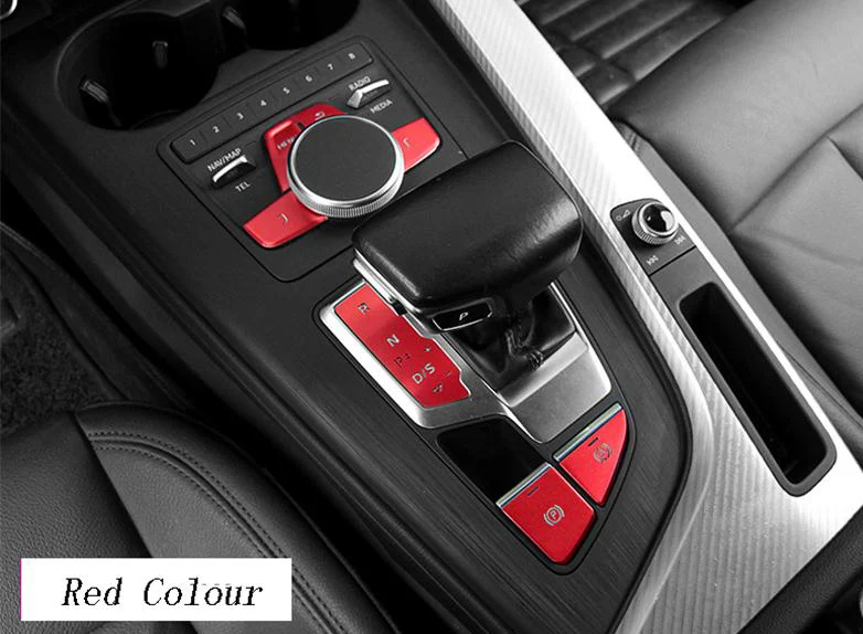 Red Автомобильный Стайлинг для Audi A4 B9, панель переключения передач, накладка, консоль, мультимедийный ручной тормоз, кнопки меню, авто наклейки для интерьера - Название цвета: Red