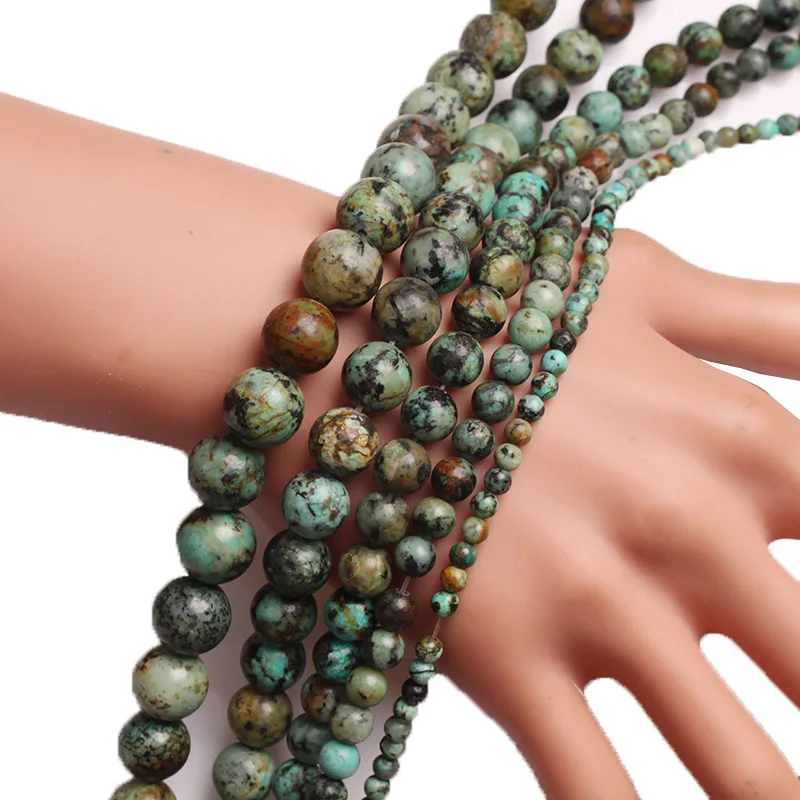 Круглые Бусины Из африканская бирюза натурального камня 4/6/8/10/12 мм | Украшения и