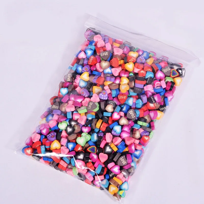 Heart 100 шт./лот 0,4 см Мягкая Керамика DIY Slime пушистые аксессуары фруктовые ломтики наполнитель для полимерной глины игрушки для детей поставки слаймов - Цвет: Heart