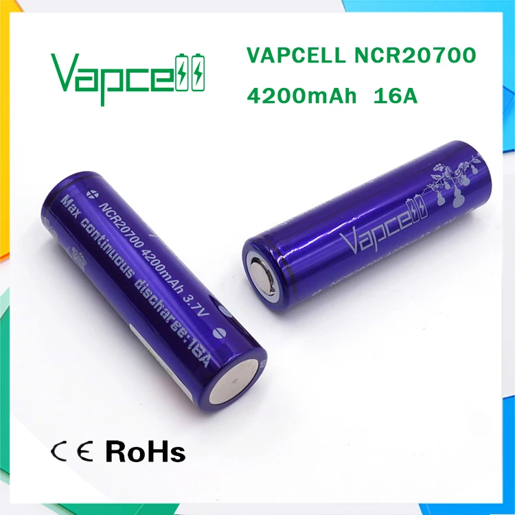 VAPCELL INR20700 2 шт. 4200 мАч 16A литиевая аккумуляторная батарея Электронная дымовая 20700 VS