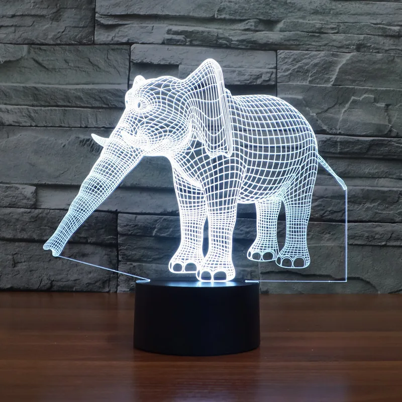 3D Atmosphere lamp 7 Color Changing Visual illusion LED Decor Lamp Elephant 3 Home Table Decoration for Child Gift | Игрушки и хобби