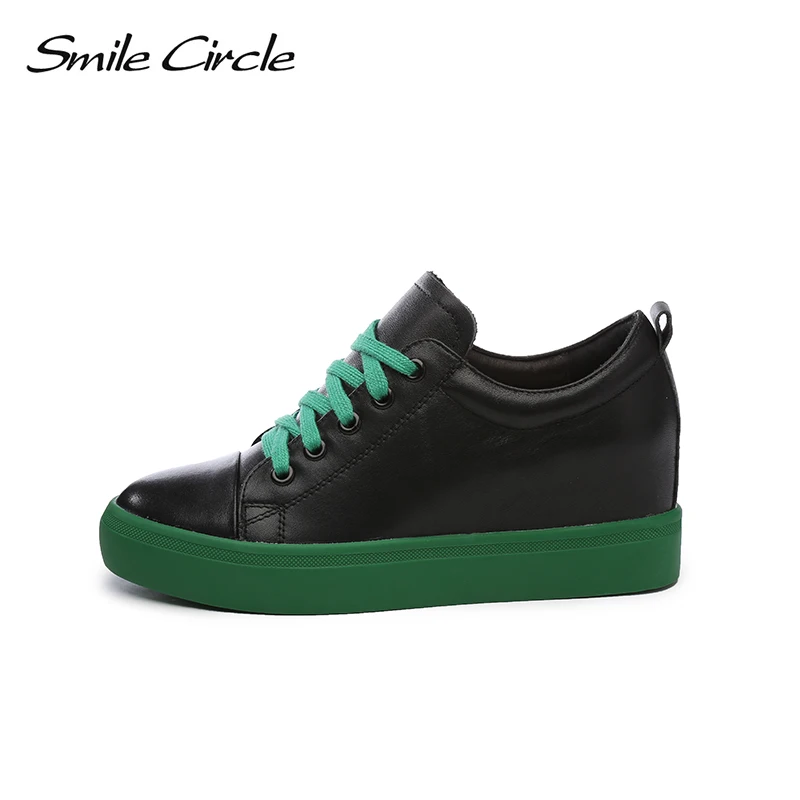 Женские кроссовки Smile Circle Белые Повседневные из натуральной кожи на плоской