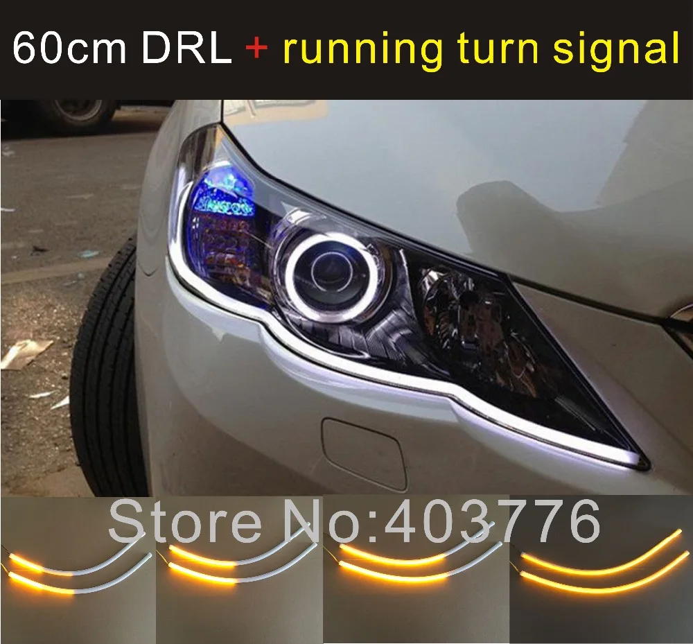 Авто 2020 автомобильный головной светильник гибкий DRL с потоком поворотный дневной