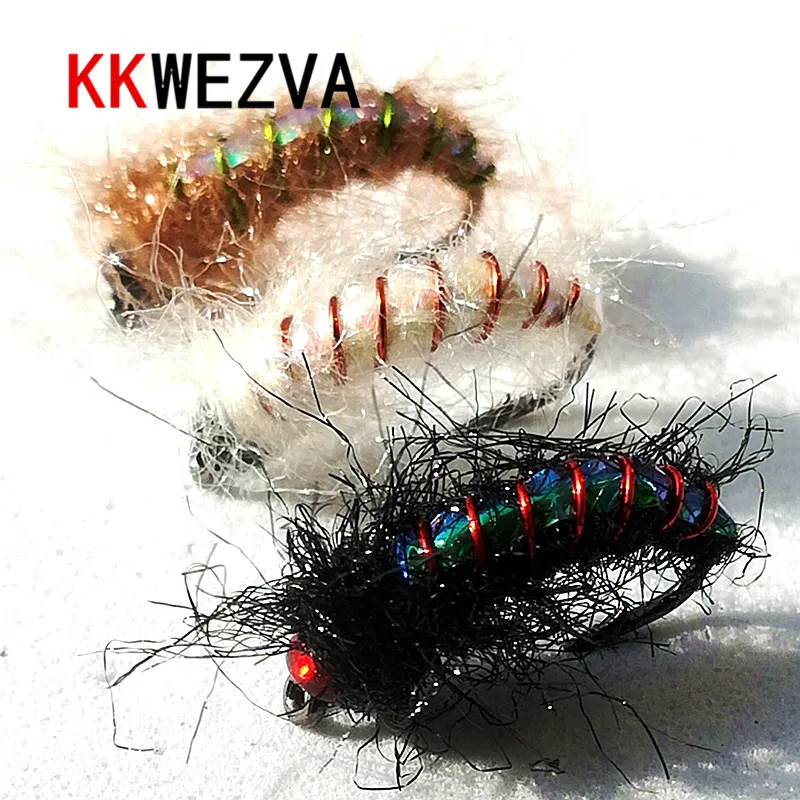 KKWEZVA 24 шт. приманка для рыбалки мокрыми насекомыми изготовлена из яркой медной