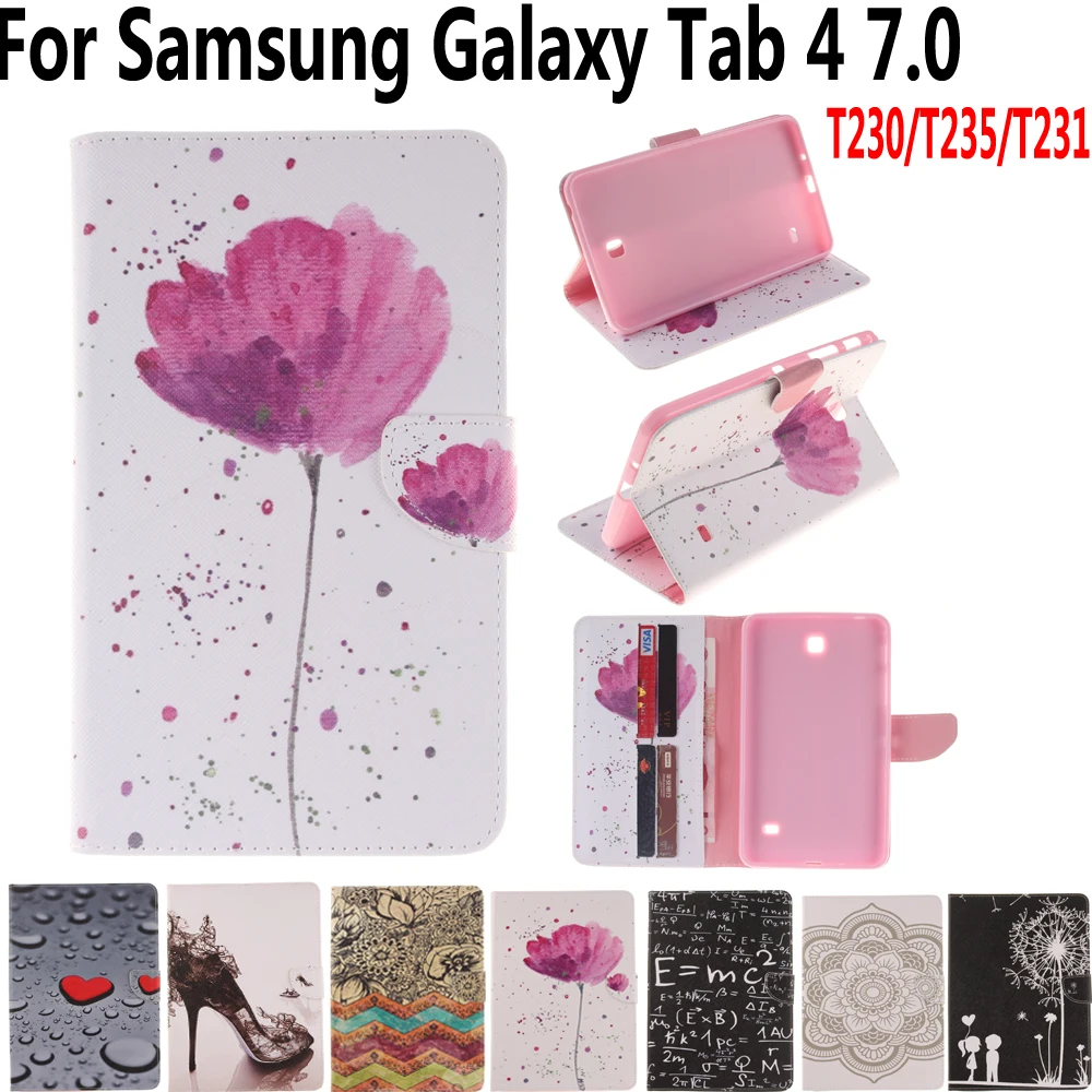 Чехол для планшета Samsung Galaxy Tab 4 7 0 T230 T231 T235 с принтом Pu кожаный магнитный чехол со