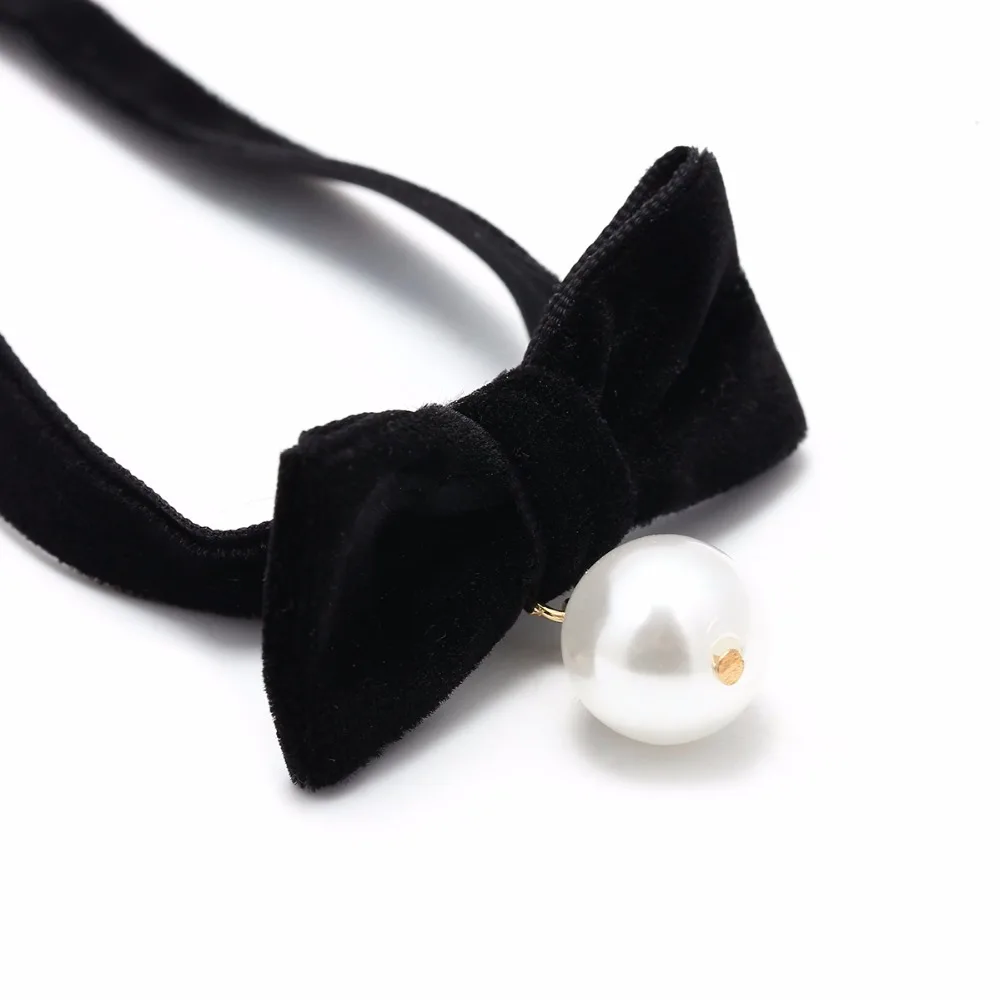 Black Necklaces Bowknot Jewelry Accessories Pearl Necklace Women Choker Fine Jewellery Funny Kolye Fashion | Украшения и