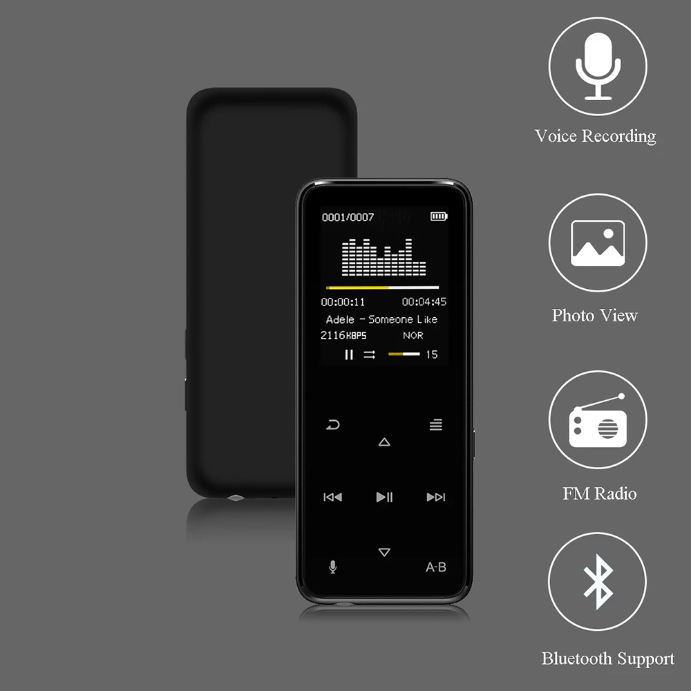 Саго M2 Bluetooth 4 0 MP3 музыкальный плеер 16 Гб 1 8 дюймов Цвет Экран цинковый сплав + 2.5D