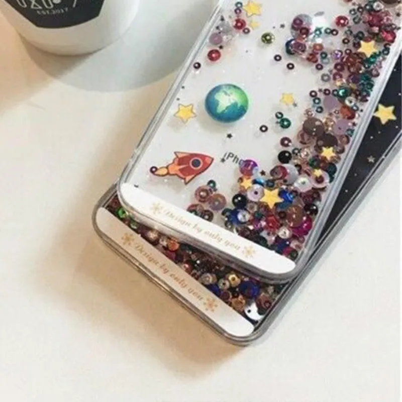 New Sequin Liquid Soft Edge Case Quicksand Phone For iPhone 6 6s 7 8 Plus X XS XR XSMAX Dark Transparent Back Cover |
