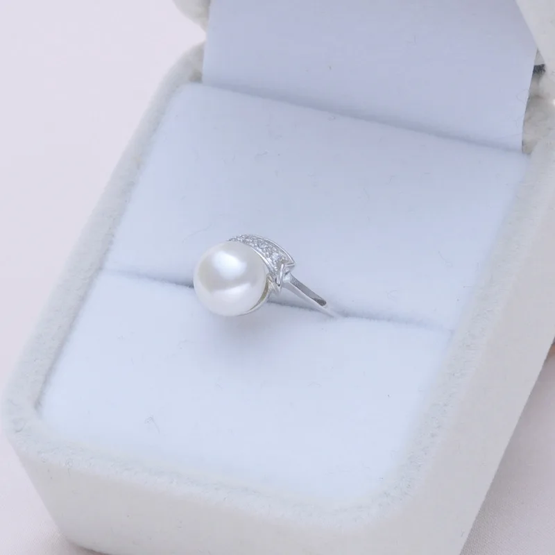 ASHIQI настоящие кольца с натуральным пресноводным жемчугом для женщин Свадебные 925