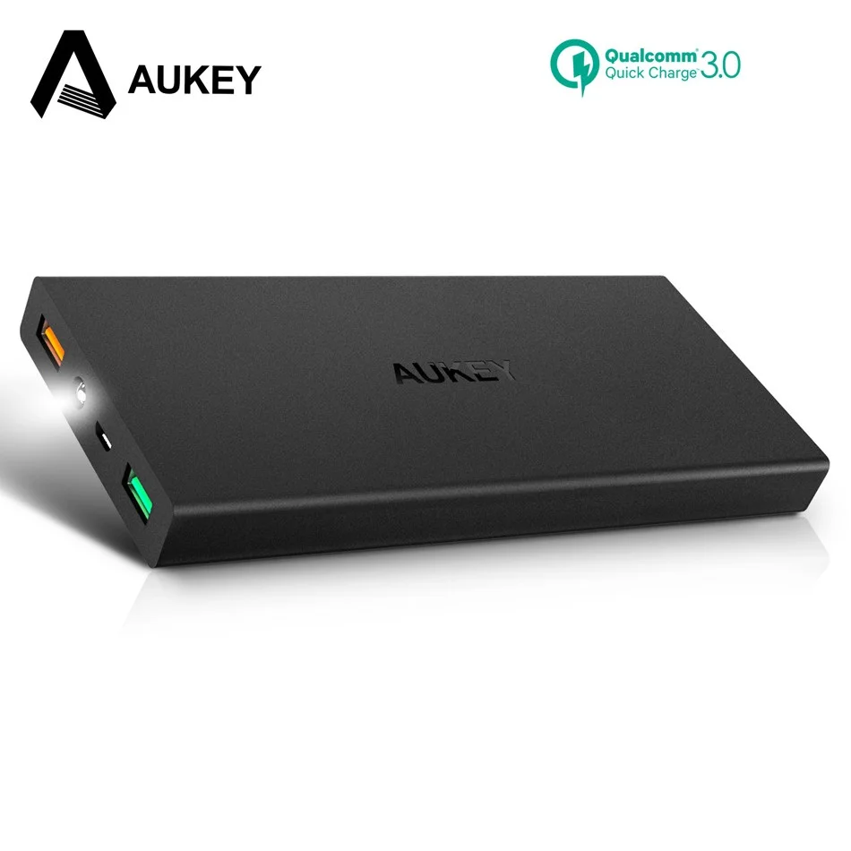 AUKEY 16000 мАч Мощность банк Quick Charge 3 0 Dual USB внешний Батарея Портативный телефон Bank