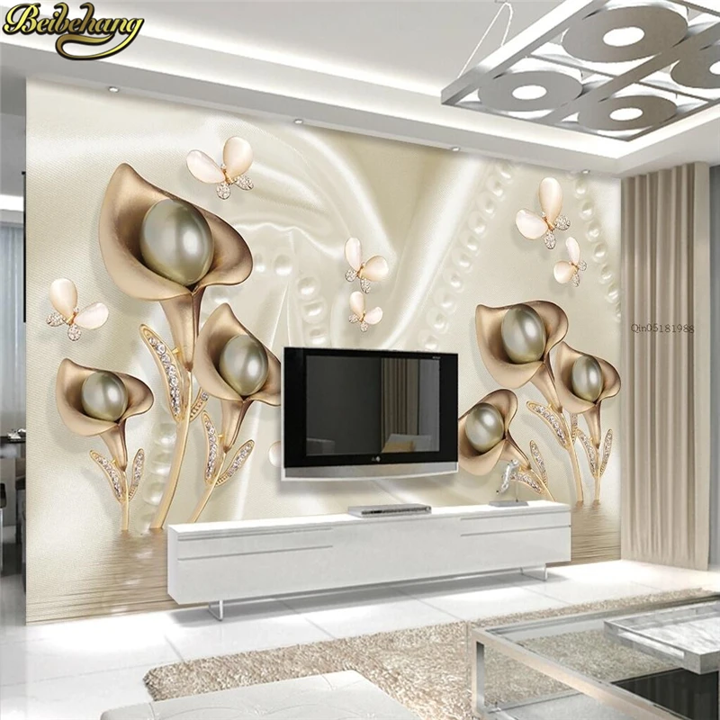 

beibehang papel de parede 3d Calla lily jewelry Photo Mural Wallpaper Living Room TV Sofa Background Wall Papers For Walls 3 D