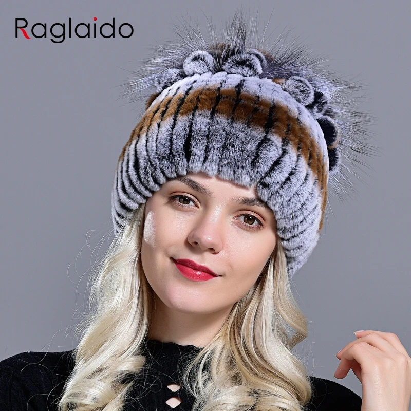 Raglaido меховые шапки для женщин зимняя шапка из натурального меха кролика рекс - Фото №1