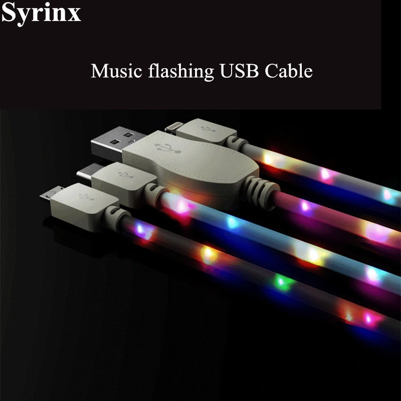 Звуковой с голосовым управлением USB C кабель флэш-зарядки для Iphone X XS светодиодная