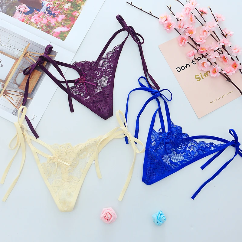 5 шт./лот бандажные женские кружевные стринги трусики хлопковые трусы нижнее
