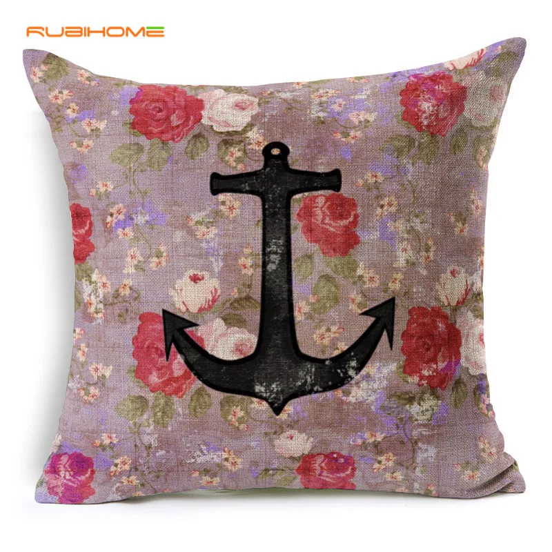 RUBIHOME модные популярные розы музыка якорь декоративная наволочка пледы полиэстер