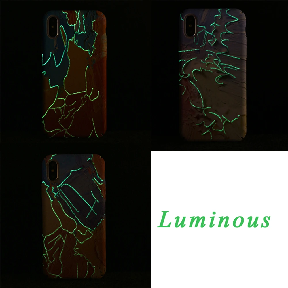 Phone Case For iPhone 6 6S Plus 7 8 X 10 Colorful Crayon Painting Luminous Matte Hard PC Full Protection Back Cover Coque |