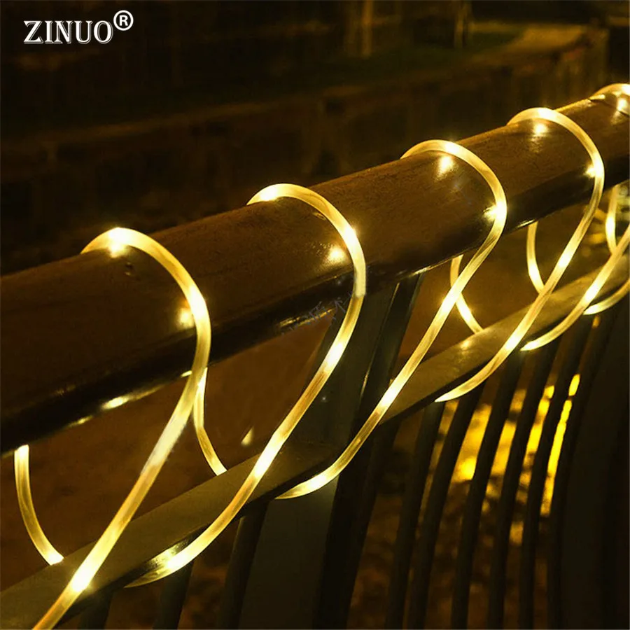 ZINUO 10 м 100Led наружный струнный светильник, солнечный Сказочный светильник, солнечные Рождественские гирлянды, медный канат, трубчатый светильник, забор, пейзаж