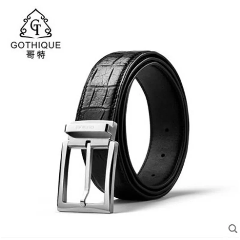 

gete 2019 New crocodile leather belt for men business belt for 30 years rare mosa-free bay crocodile belly belt men