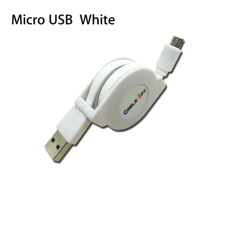 White Micro usb 2 м 3 м Micro USB Выдвижной кабель для samsung Galaxy A3 A5 A6 J3 J5 J7 huawei Y6 Y9 Nova 3i p смарт-кабель для мобильного телефона - Цвет: White Micro usb
