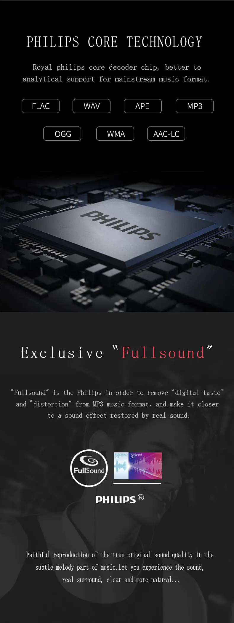 Philips музыкальный MP3 плеер 8 Гб Спортивный клип мини без потерь полный звук стерео Walkman экран с FM радио/запись SA2208