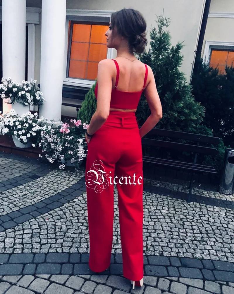 Vicente 2019 новый модный костюм из 3 предметов с длинными рукавами и поясом Женская