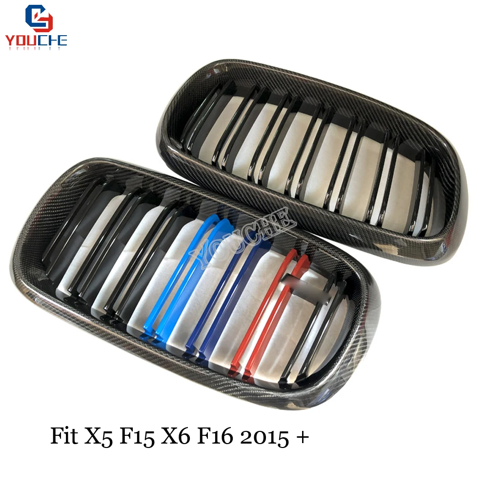 F15 карбоновое волокно 2 планка Передняя решетка для BMW X5 X6 F16 2014 + 5 двери
