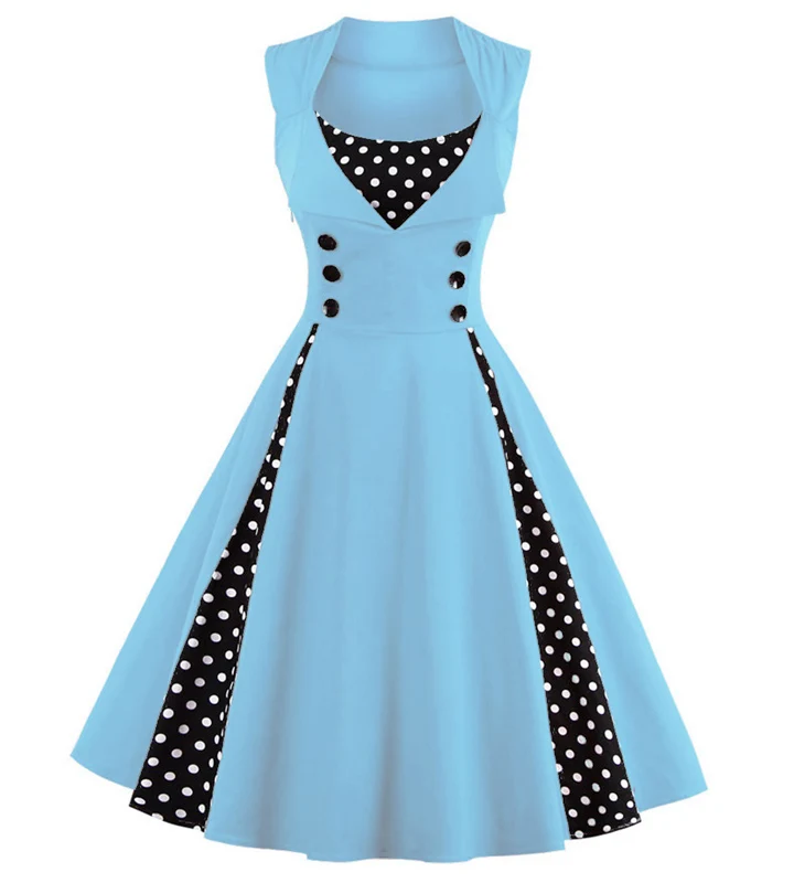 plus size dress Винтажные платья в горошек 50s 60s Pin Up 5XL размера плюс женская одежда большие качели с цветочным рисунком рокабилли Ретро вечерние платья - Цвет: plus size dress