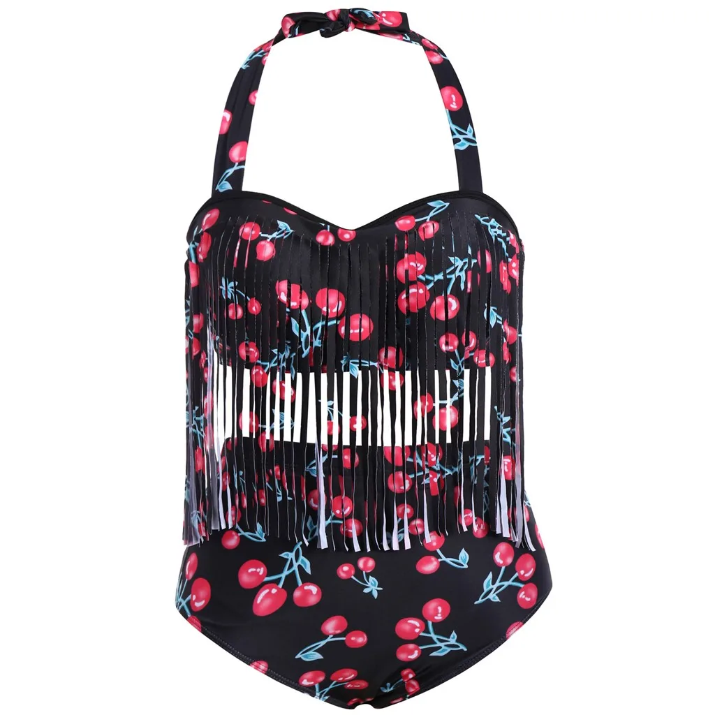 Женский купальник бикини с принтом SAGACE лямкой на шее пляжная одежда в стиле ретро