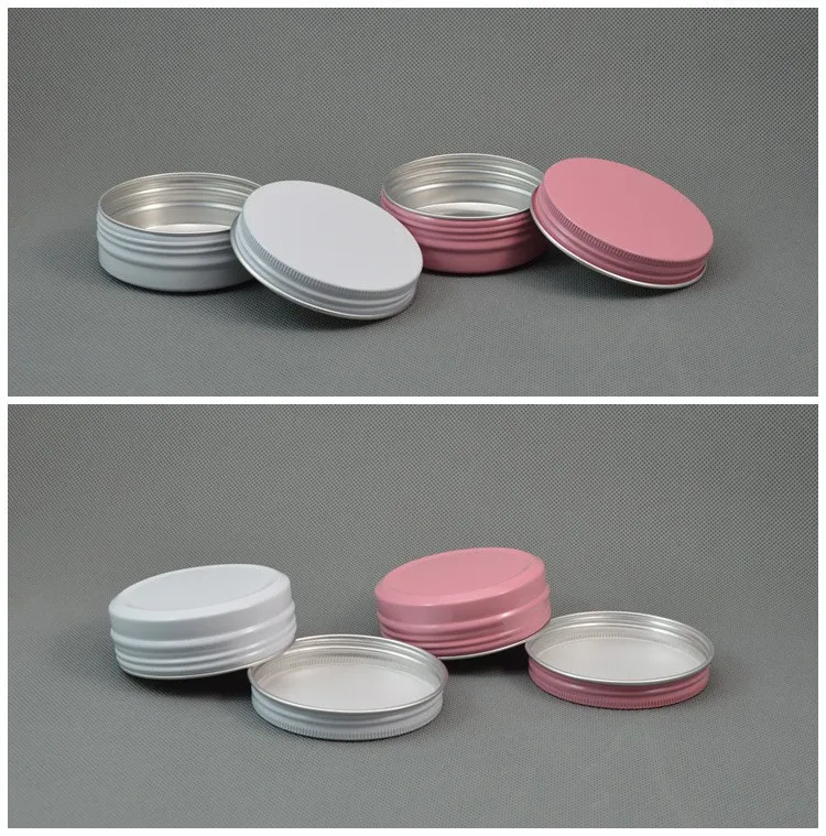 

empty 60g Aluminum Cosmetic Jar Container Pink / White Screw Thread 100pcs 60ml Makeup Container Factory Wholesale