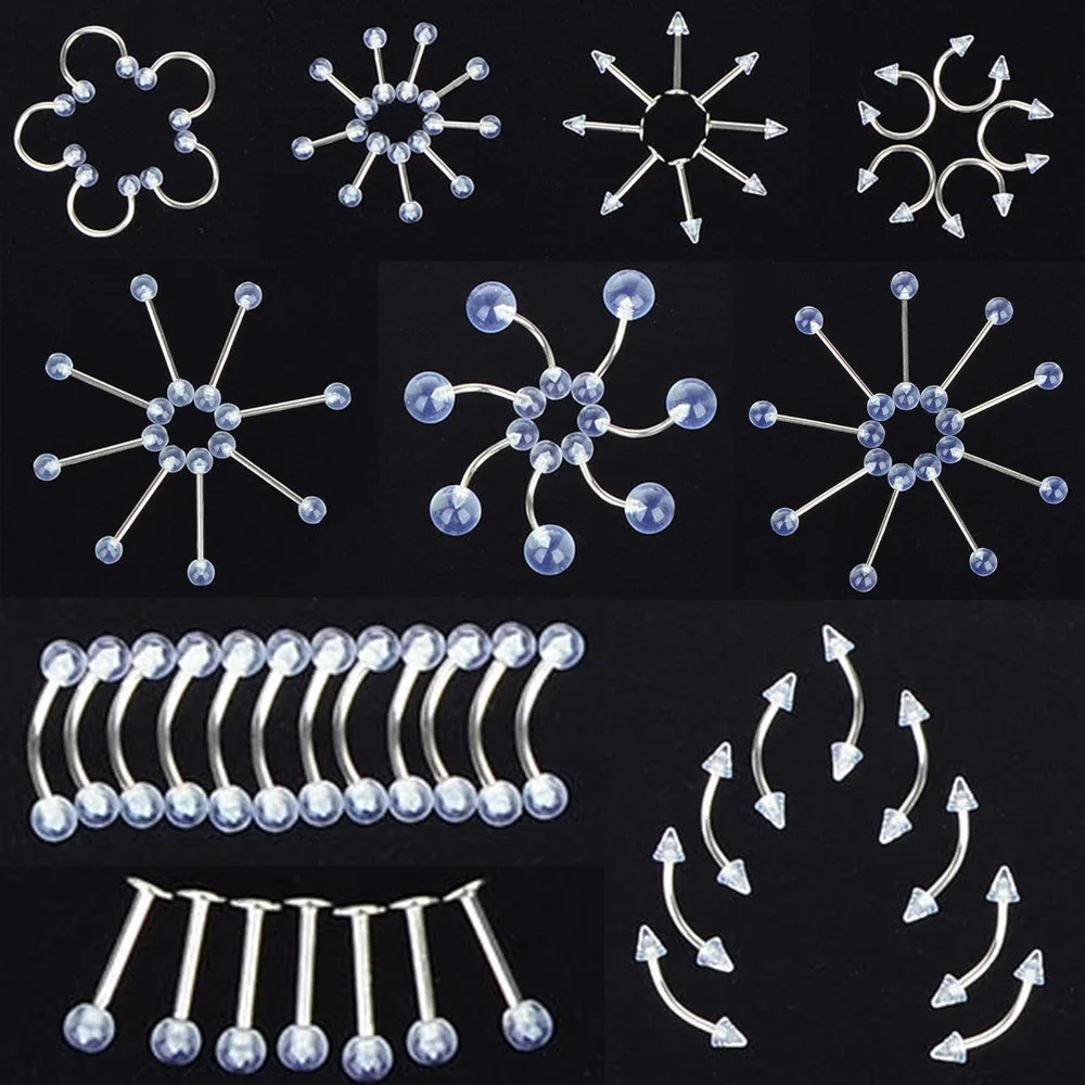 5 шт. живота язык штангу Кольца нос кольцо бровей лабретка губ комплект