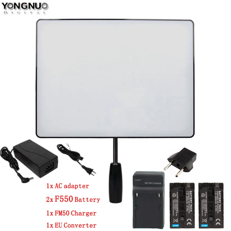 YONGNUO YN600 Air YN600 ультратонкий Светодиодный светильник для видеокамеры 3200 K-5500 K, дополнительное зарядное устройство+ 2 аккумулятора+ адаптер питания переменного тока - Цвет: YN600 Air F550 AC