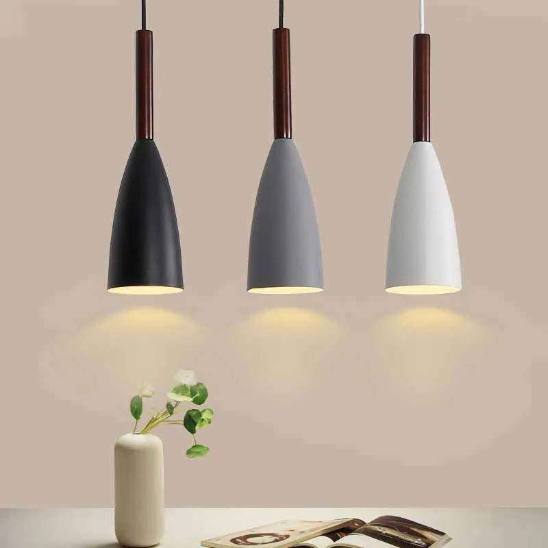 Современные деревянные подвесные светильники из алюминия скандинавские белые