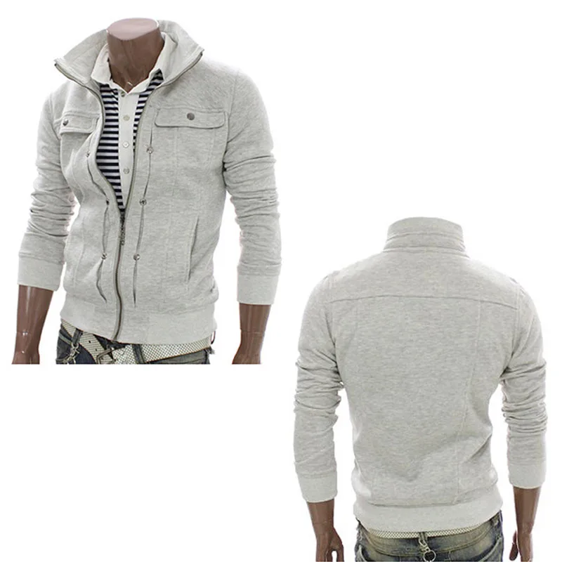 2017 Fashion Autumn Hoodies Men Sweatshirts Stand Collar Zipper Button Decorated Sportswear Moletom 5 Colors 4XL | Мужская одежда