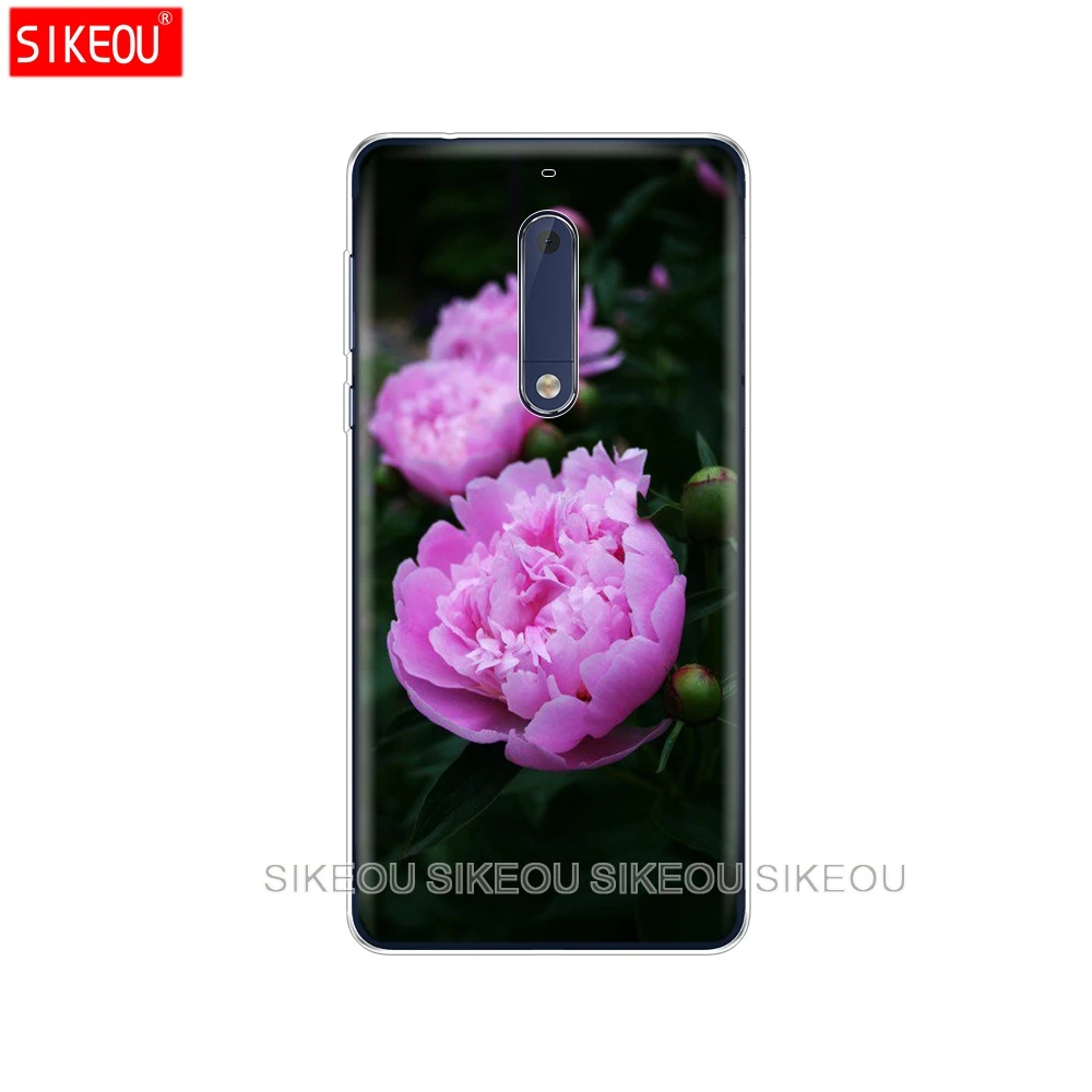 Силиконовый чехол для телефона Nokia 5 3 6 7 PLUS 8 9 /Nokia 1 2 2018 фиолетовые летние пионы