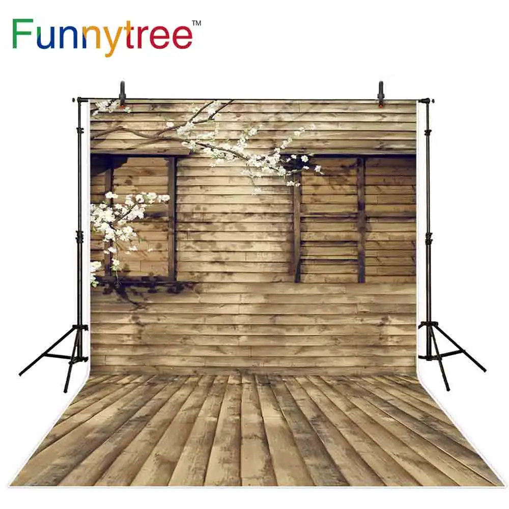 Funnytree весенний фон для фотосъемки цветок дерево окно винтажный наружный фото