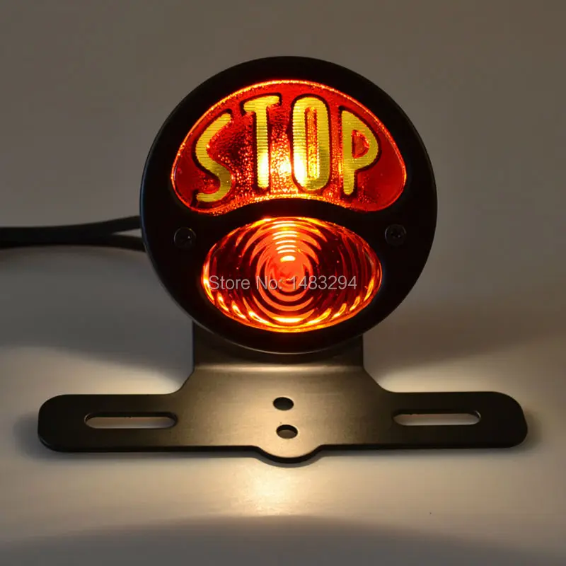 Железный черный с красными линзами Taillgiht 12V STOP стильный мотоцикл стоп задние