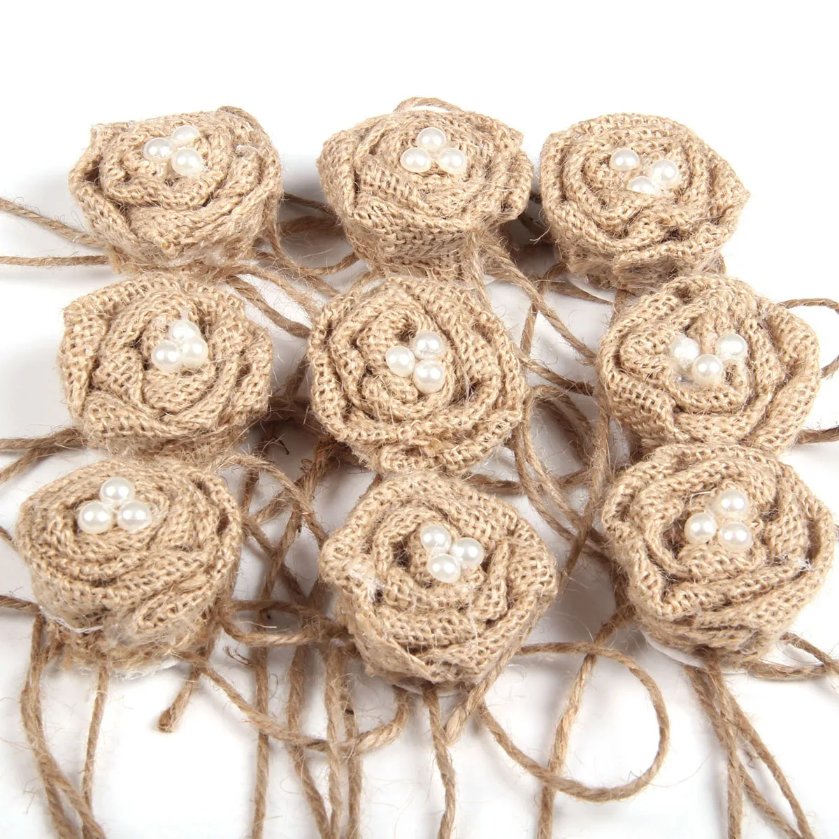 9 шт. мешковины Перл розы Гессе джутовые цветок деревенском Винтаж для Рождество