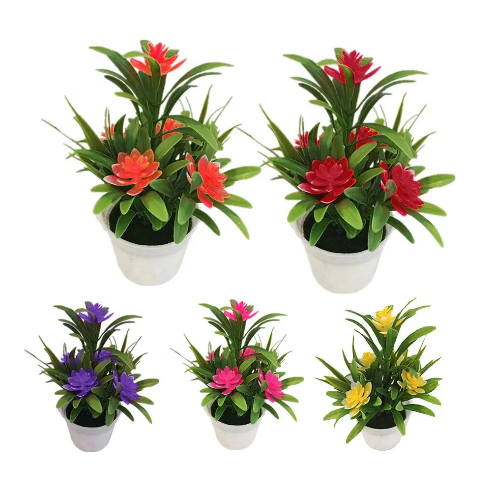 

Artificial Fake Lotus Flower Potted Plant Bonsai Wedding Party Garden Home Decor European mini artificial flower plant fake