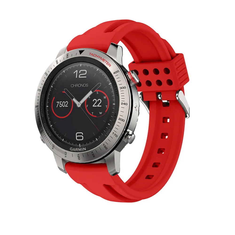 Силиконовый ремешок для спортивных часов смарт Garmin Fenix Chronos сменный спортивный