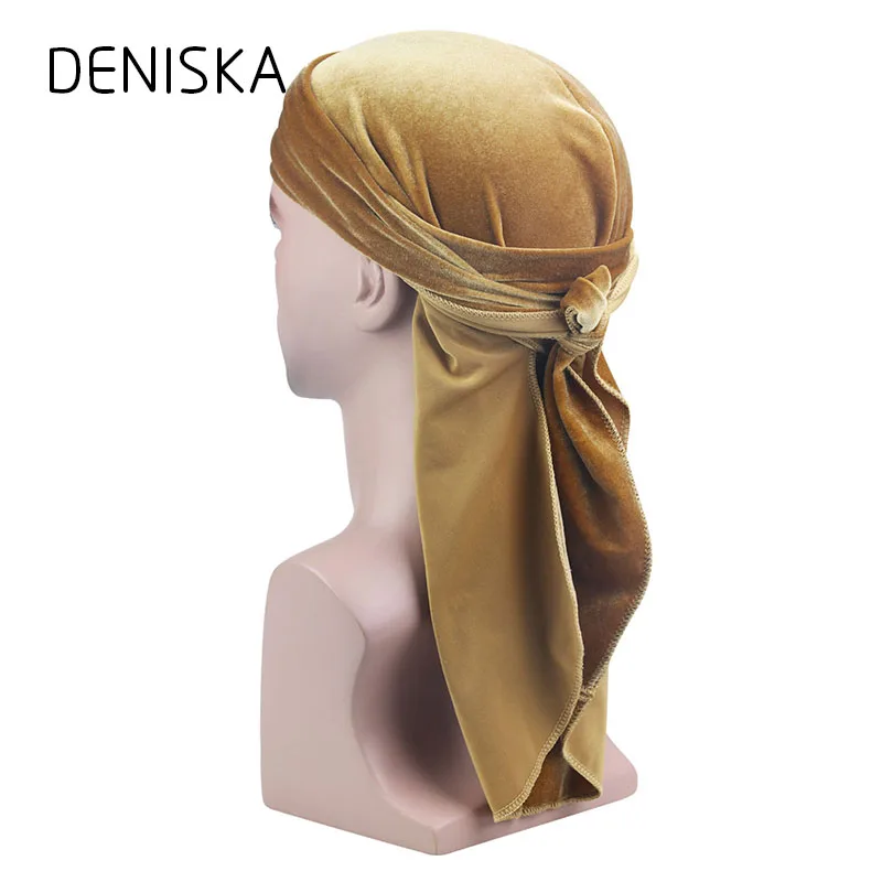 Дениска Для мужчин бархат Durags Бандана тюрбан шляпа парики ДУ Durag Байкер Головные