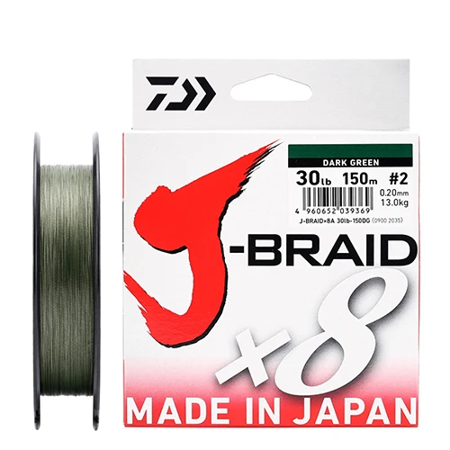 Зеленый Daiwa оригинальная J-BRAID X8 150 м 8 плетеная леска из мононити 10-60 фунтов, сделано в Японии - Цвет: Зеленый