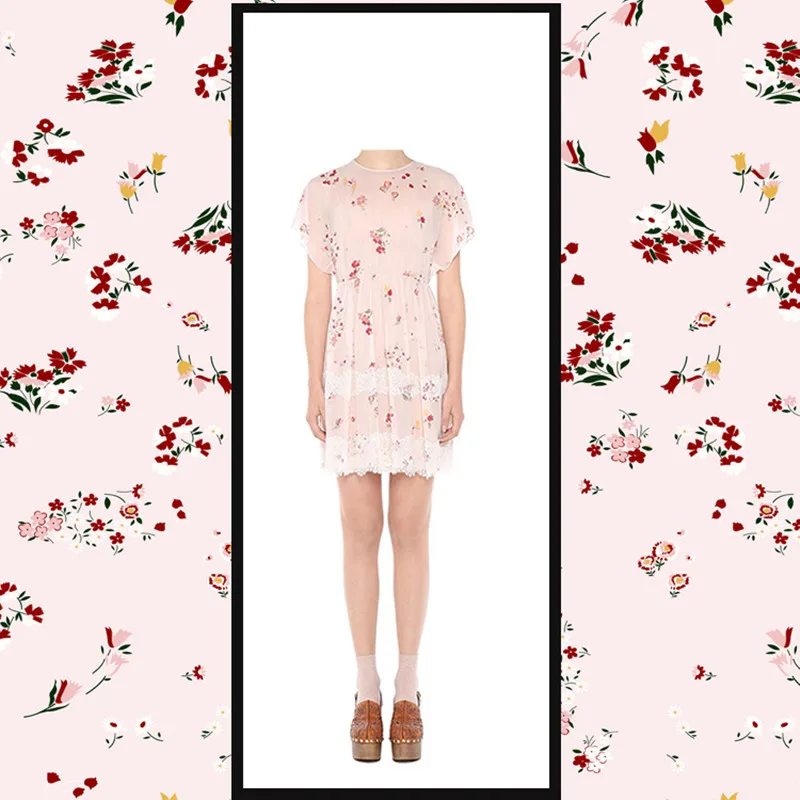 FFLACELL 2 М Платье Ткани Цветы Печати Шифон Материал Ручной Работы DIY широкий 140